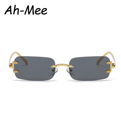 New Rimless Rectangle Vintage Metal Frames Sunglasses Women Fashion Frameless Tinted Sun Glasses Shades For Female