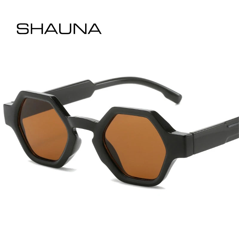 SHAUNA Retro Polygon Quadratische Sonnenbrille für Frauen Schattierungen UV400 Mode Punk Candy Farbe Männer Sonnenbrille