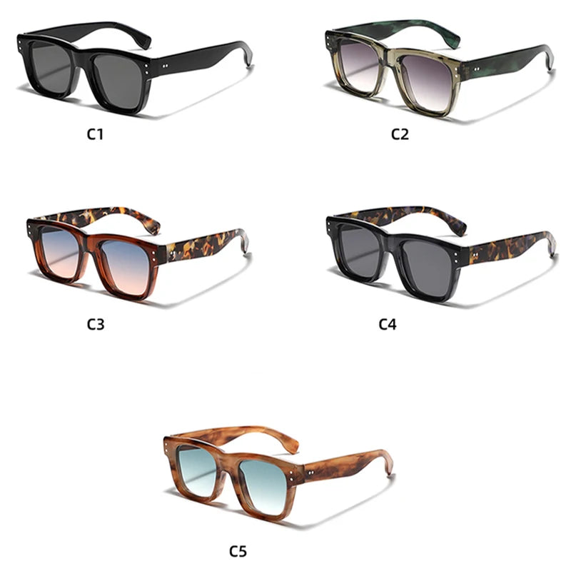 SHAUNA New Square Men Rivets Sunglasses Shades UV400 Retro Gradient Women Trending Sun Glasses