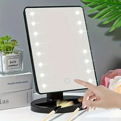 1PC-LED desktop makeup mirror, night light touch sensitive design, 360 degree rotating storage, creating a perfect makeup look