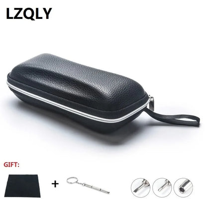 Leather Glasses Case Luxury Portable Sunglasses Reading Glasses Carry Bag Zipper Box Protective Case Cover Eyewear Accessories