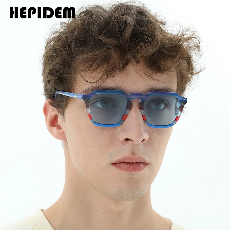 HEPIDEM Matte Acetat Polarisierte Sonnenbrille Männer 2023 Neue UV400 Bunte Retro Trendy Quadratische Sonnenbrille Frauen Shades H9292T