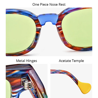 HEPIDEM Colorful Acetate Polarized Sunglasses Men 2024 New Trendy Retro Design Square Sun Glasses UV400 Women Shades H9357T