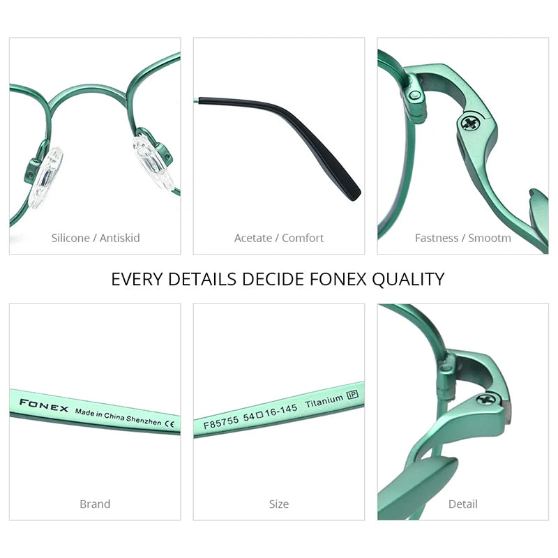 FONEX Stripe Design Titanium Glasses Men 2023 New Retro Square Eyeglasses Eyewear F85755