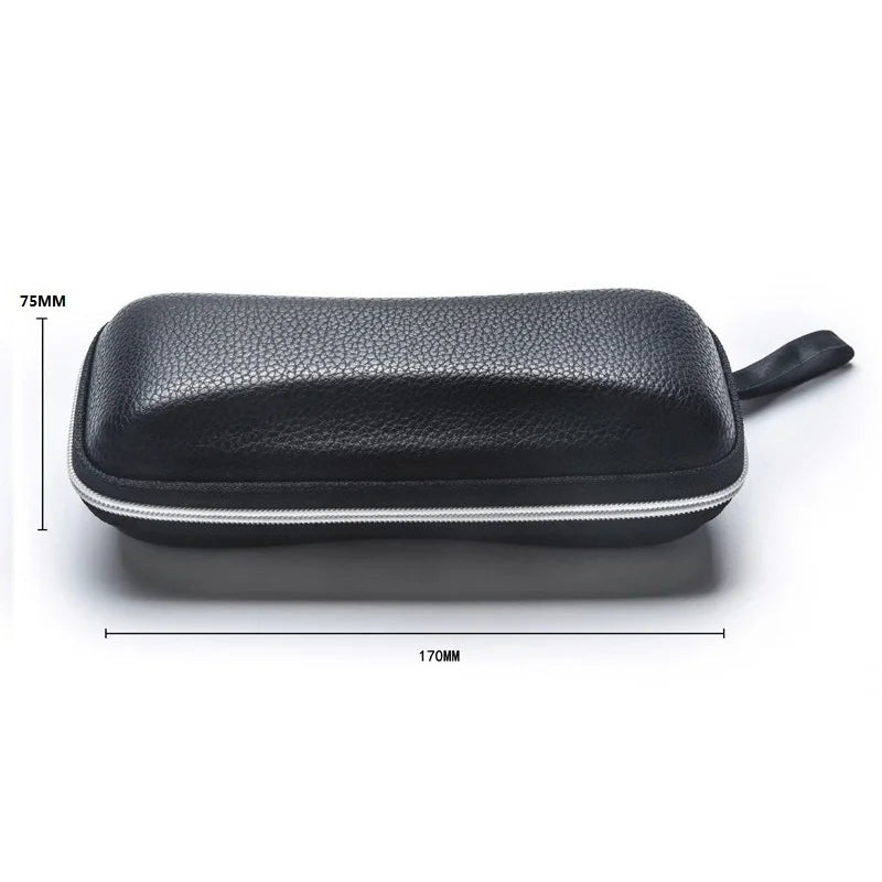 Leather Glasses Case Luxury Portable Sunglasses Reading Glasses Carry Bag Zipper Box Protective Case Cover Eyewear Accessories