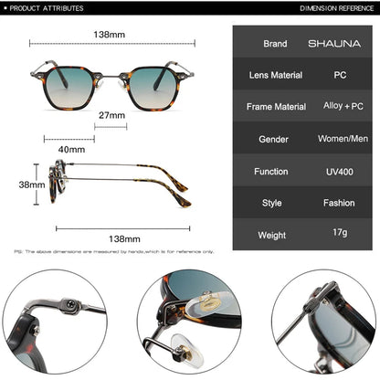 SHAUNA Ins Popular Fashion Square Men Punk Clear Gradient Lens Sunglasses Shades UV400 Women Retro Rivets Sun Glasses