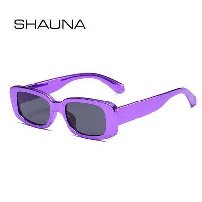 SHAUNA Electroplating Color PC Retro Small Rectangle Sunglasses y2k Ins Technology Sense Shades UV400