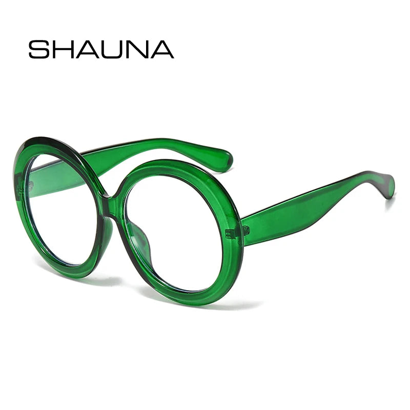 SHAUNA New Oversized Round Women Candy Color Glasses Frame Clear Anti Blue Light Eyewear Men Optical Frame