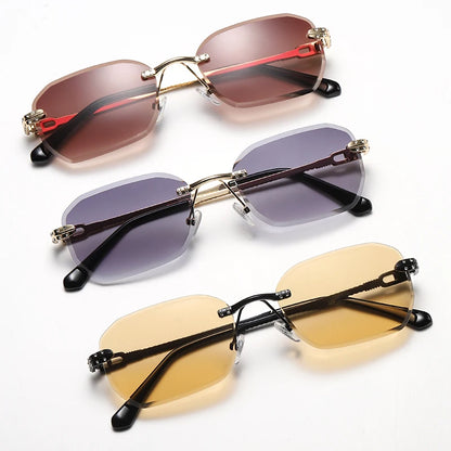 Rimless Square Sunglasses Women Sun Glasses Metal Fashion Shades Female UV400 Gradient Lens Frameless Eyeglasses