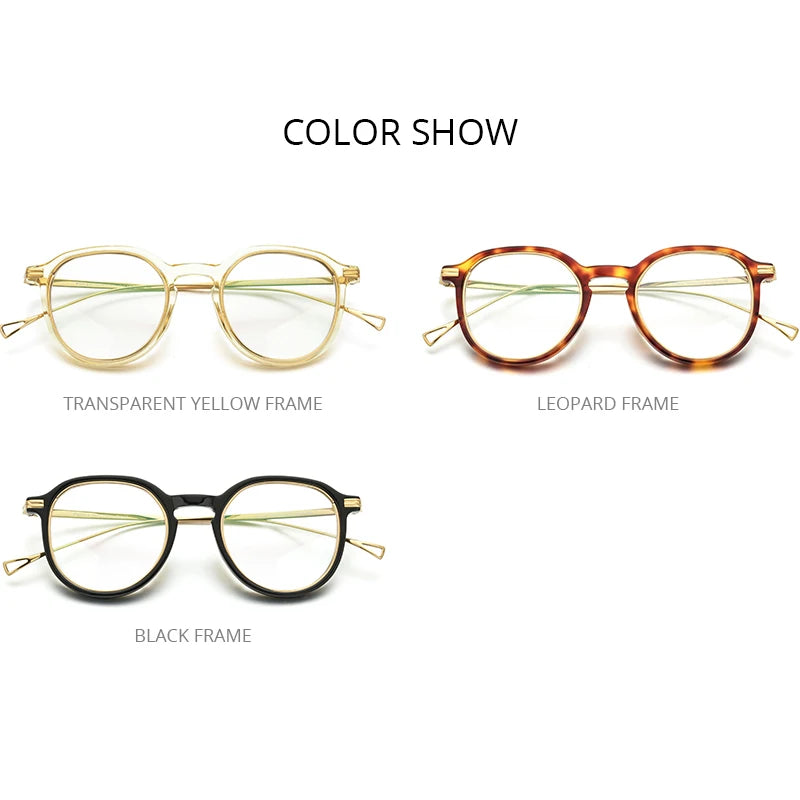 FONEX Acetate Titanium Glasses Men 2022 Vintage Retro Round Eyeglasses Frame Women Spectacle Eyewear F85663