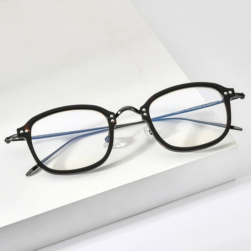 FONEX Acetat Titan Brille Männer 2021 Neue Retro Quadratische Brillen Rahmen Frauen Brillen F85671