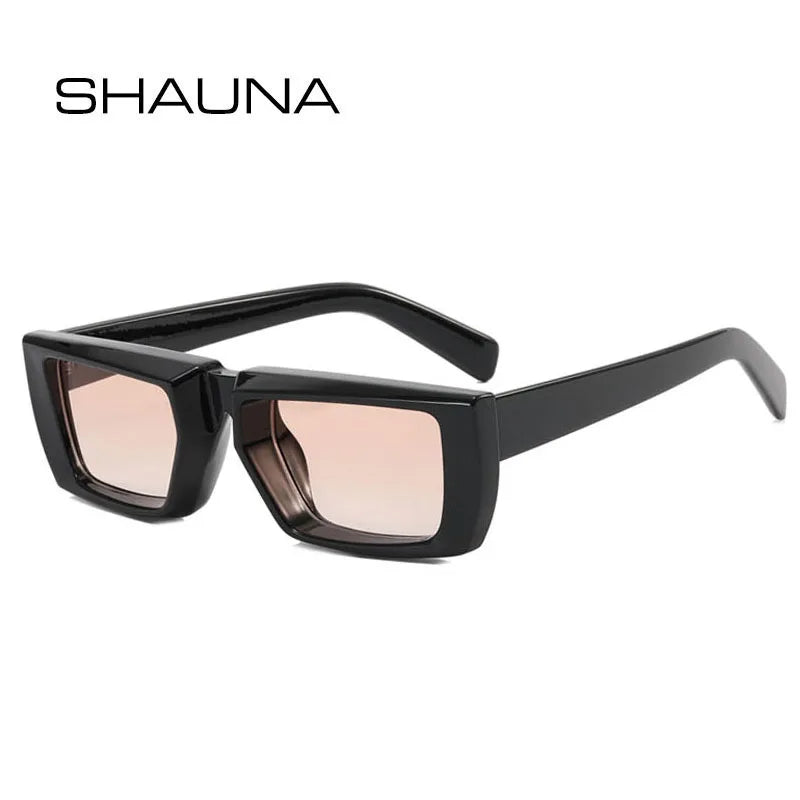 SHAUNA Lunettes de soleil rétro rectangulaires tendance Y2K Punk Futuristic UV400