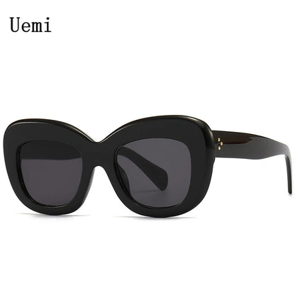 New Fashion Retro Oversized Sunglasses For Women Men Cat Eye Luxury Brand Designer Rivet Female Trending Shades UV400 Eyeglasses