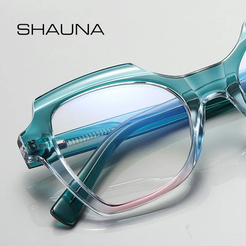 SHAUNA Anti-Blue Light Spring Hinge TR90 Oversized Colorful Women Cat Eye Optical Glasses Frames