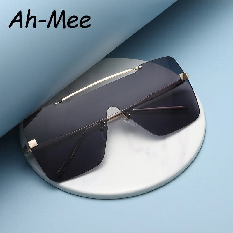 New Oversized Square Sunglasses Women Fashion Flat Top Gradient Lens One Piece Men Eyewear UV400 Outdoor Sun Glasses