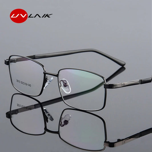 UVLAIK Men Titanium alloy Glasses Frame 2022 Thick Gold Plated Metal Spectacle Frame Male Square Prescription Glasses