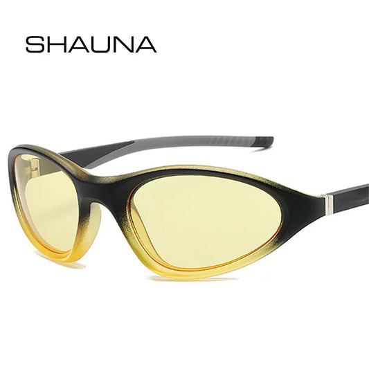 SHAUNA Retro Men Outdoor Sports Colorful  Mirror Sunglasses Fashion Cat Eye Women Shades UV400 Y2K Punk Oval Driving Goggles