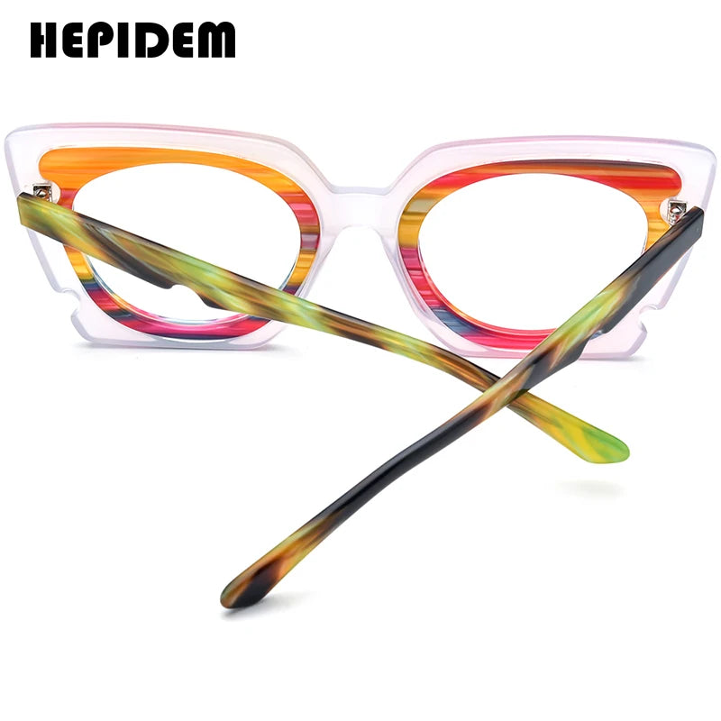 HEPIDEM Acetate Glasses Women Cat Eye Eyeglasses 2024 New Fashion Spectacles Eyewear H9353