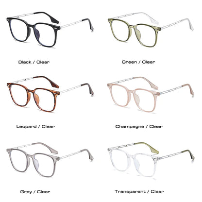 SHAUNA Retro Square TR90 Metal Glasses Frame Women Fashion Clear Anti-blue Light Eyewear Men Optical Rivets Frames