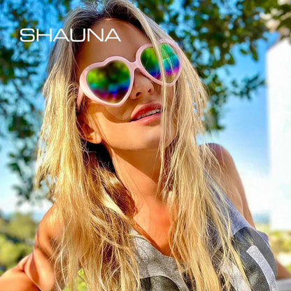 SHAUNA Metal Hinge Candy Color Women Heart Sunglasses Fashion Polarized Shades UV400