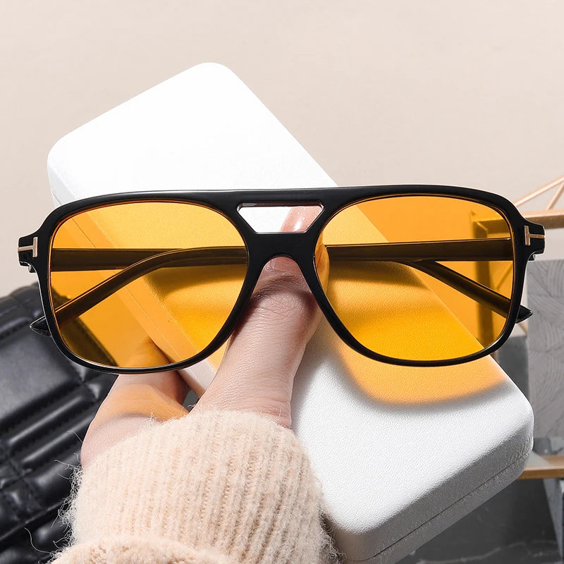 Fashion Square Pilot Sunglasses Women Oversized Double Bridge Big Sun Glasses Unisex Shades Eyewear UV400