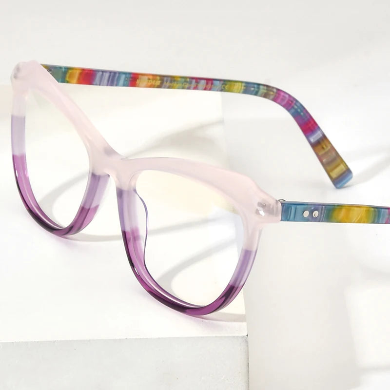 HEPIDEM Multicolor Acetate Eyeglasses Frame Women 2023 New Cat Eye Glasses Cateye Spectacles Eyewear 9275