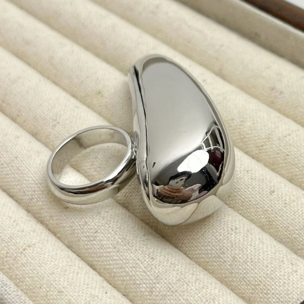 Exaggerated Exaggerated Teardrop Plain Ring Fashion Luxury Punk Chunky Rings Vintage Geometric Large Water Drop Ring