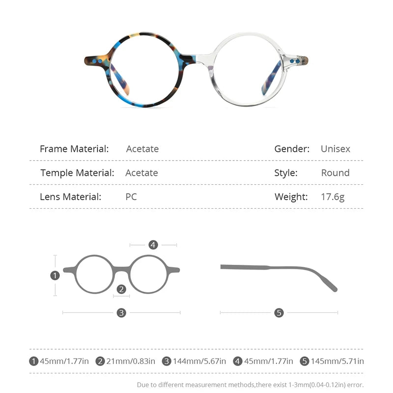 HEPIDEM Acetate Glasses Men Retro Vintage Oversized Round Eyeglasses Frame Spectacles Eyewear 9169