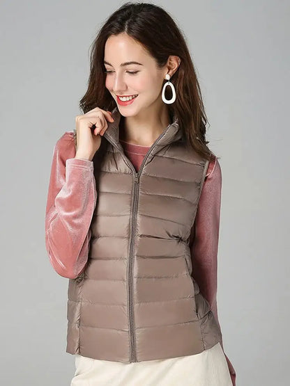 Women Down Vest Ultralight Thin Sleeveless Jacket White Duck Down Winter Tops Spring Autumn Female Portable Outwear