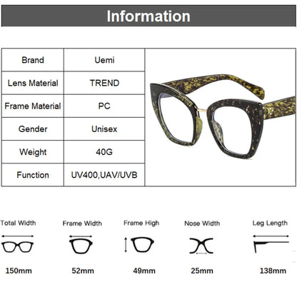 New Fashion Women Blue Light Glass Cat Eye Glasses Frame Leopaard Eyeglasses For Female Retro Computer Claear Reading Clear Fram