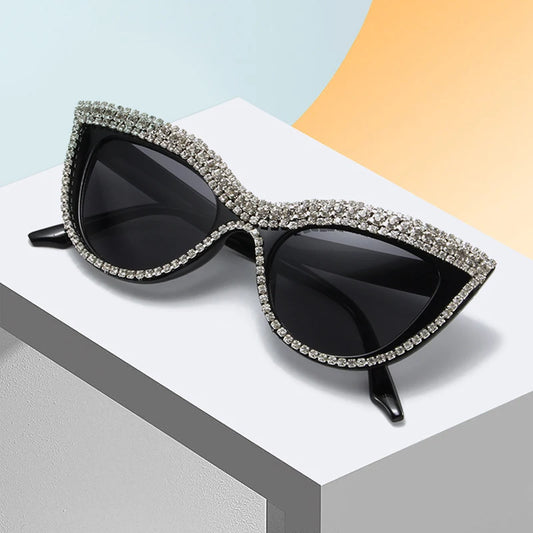 Lunettes de soleil œil de chat vintage avec strass 2024 Nouveautés élégantes pour femmes Nuances Ins Lunettes de créateur de marque faites à la main à la mode