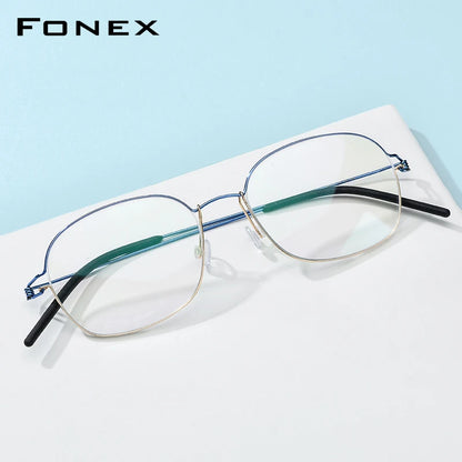 FONEX Titanium Alloy Glasses Frame Men Eyeglasses Korean Denmark Women Frame Screwless Eyewear 98618