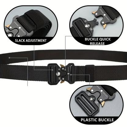 Men's new tactical high weight and wear-resistant alloy buckle nylon waist belt outdoor belt work clothes canvas elastic belt