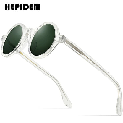 HEPIDEM Acetate Vintage Polarized Sunglasses Men Gregory Peck High Quality Clear Round Sun Glasses for Women Retro Shades ZOLMAN