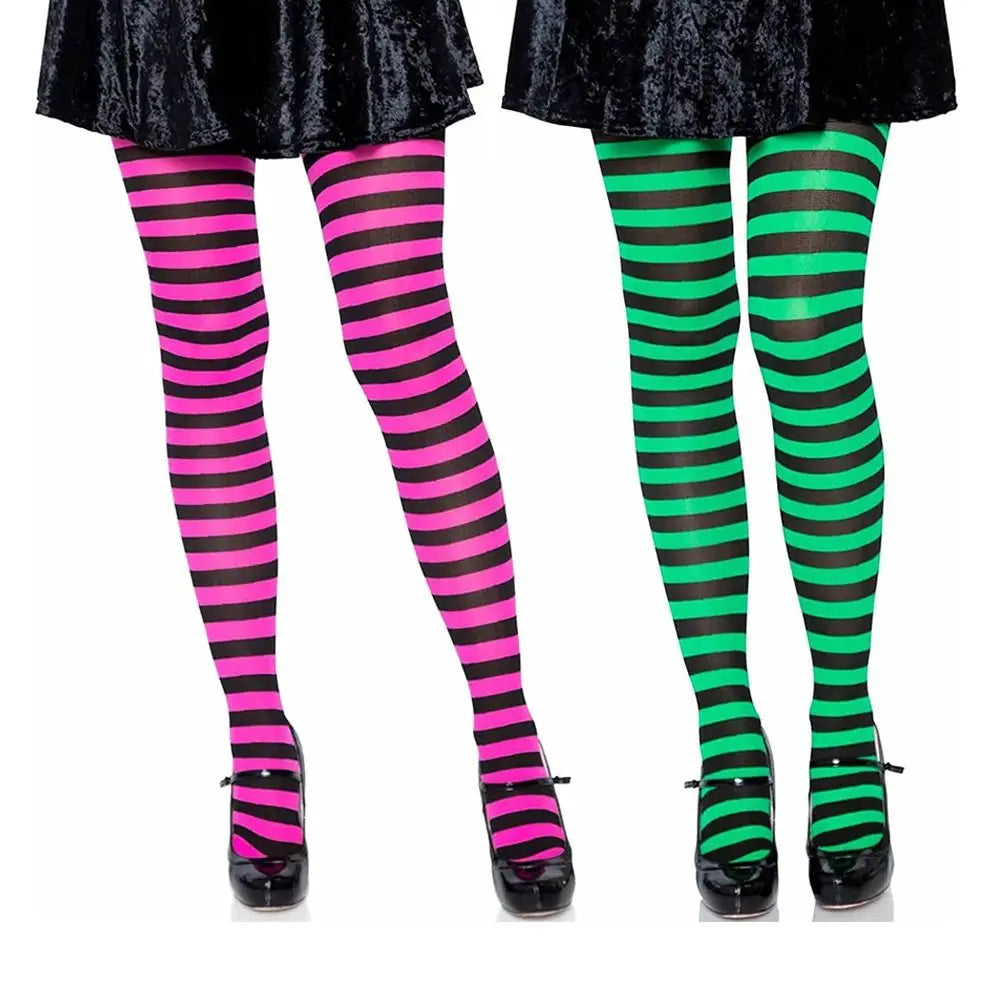 Striped Pantyhose Sweet Cosplay Cotton Long Hosiery Elastic Over Knee Dance Clubwear Stocks Halloween Party