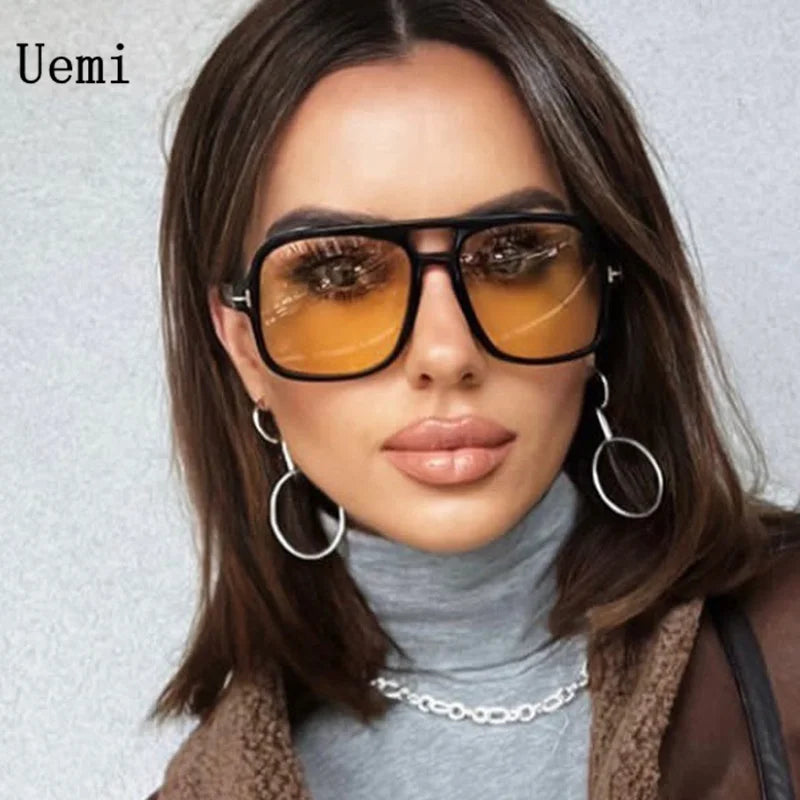 Neue Retro-Sonnenbrille für Männer und Frauen, modisch, quadratisch, Doppelbrücken, übergroßer Rahmen, Schattierungen, UV400, Trend-Sonnenbrille für Frauen, Großhandel