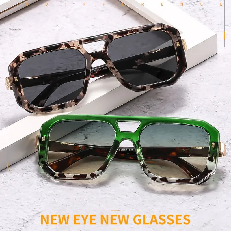 2024 New Retro Square Double Bridge Sunglasses For Women Men  Fashion Colorful Frame Sun Glasses Shases UV400 Eyeglasses Wholesa