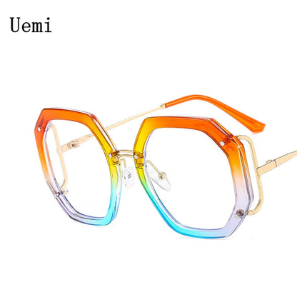 Lunettes de lecture carrées surdimensionnées à la mode pour femmes, anti-lumière bleue, de luxe, de haute qualité, transparentes, tendance, pour ordinateur