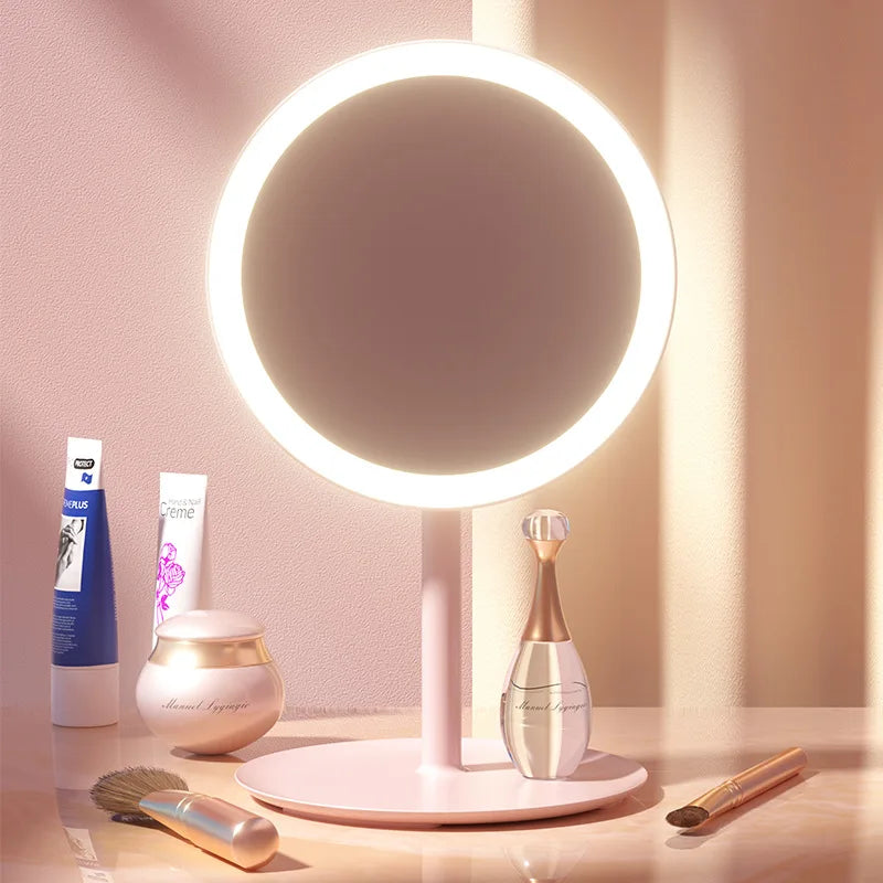 Makeup Mirror with LED Light USB Portable Removable Desk Vanity Mirror Adjustable Tricolor HD Light Dropshiping Travel Home Tool