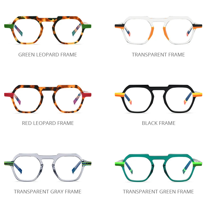 HEPIDEM Multicolor Acetate Glasses Men Retro Square Eyeglasses Frame Women Spectacles Eyewear 9221