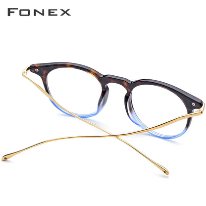 FONEX B Titan Acetat Brille Herren Vintage Brillengestell Damen Retro Runde Brille 857