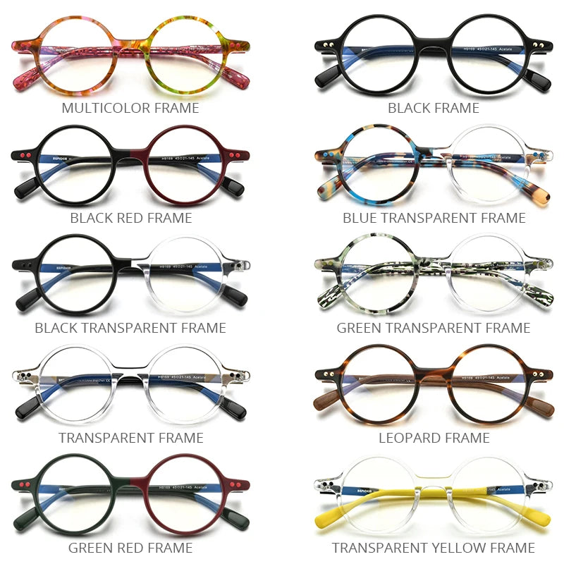 HEPIDEM Acetate Glasses Men Retro Vintage Oversized Round Eyeglasses Frame Spectacles Eyewear 9169