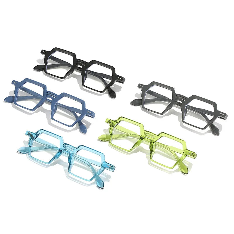 SHAUNA Anti-Blue Light Retro Rivets Hexagon Glasses Frames Optical Eyeglasses