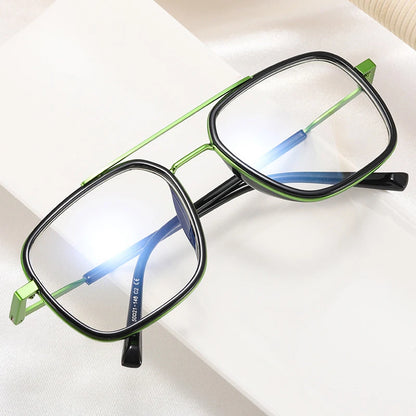 SHAUNA Retro Double Bridges Women Clear Anti Blue Light Glasses Frames Fashion Optical Double Color Men Frame