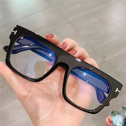 Retro Square Sunglasses Men Women Designer Luxury Vintage Transparent Computer Glasses Oversized Frame New Leopard Print Eyewear