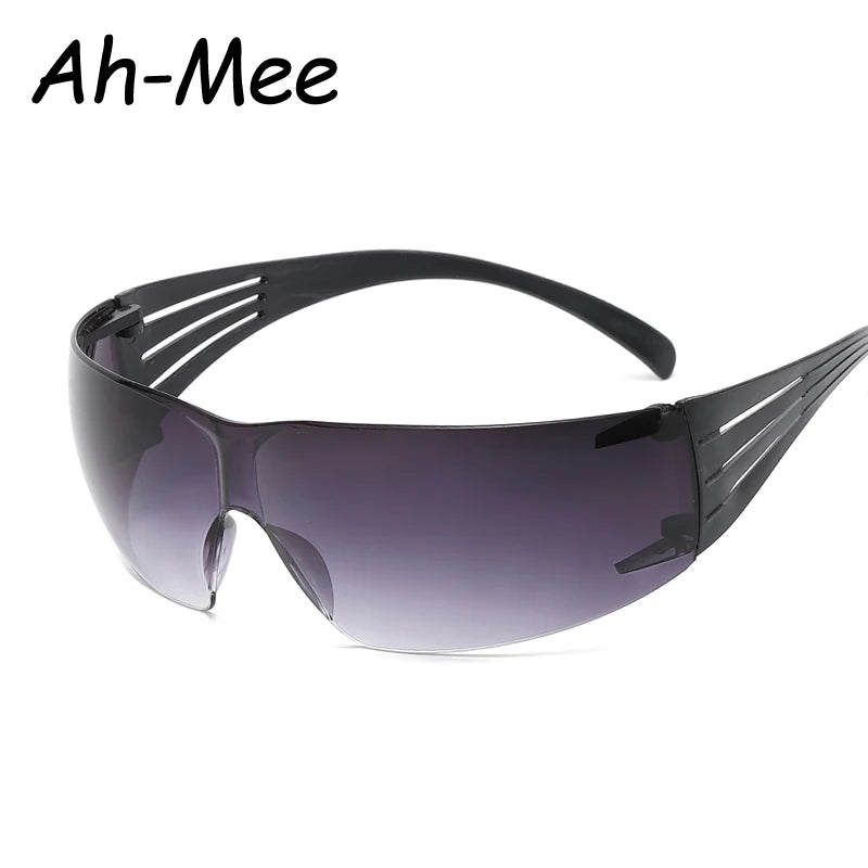 New Punk Sunglasses Goggle One Piece Rimless Sun Glasses Women Men 2000's Riding Sport Wrap Around Shades Eyewear UV400