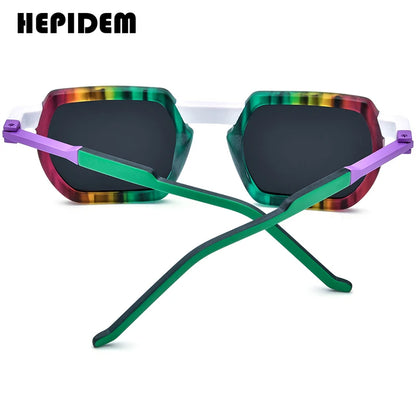 HEPIDEM Acetat Polarisierte Sonnenbrille Frauen 2024 Neue Bunte Trendy Retro Design Quadratische Sonnenbrille UV400 Männer Shades H9373T