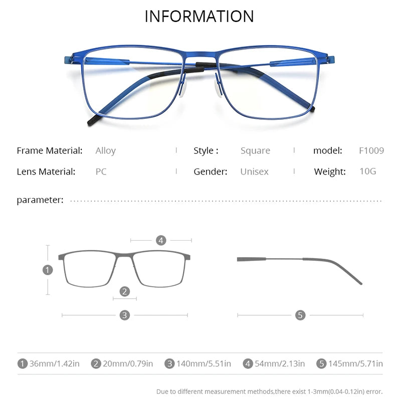 FONEX Alloy Eyeglasses Men Square Frames Glasses 2020 New Metal Full Korean Screwless Eyewear F1009