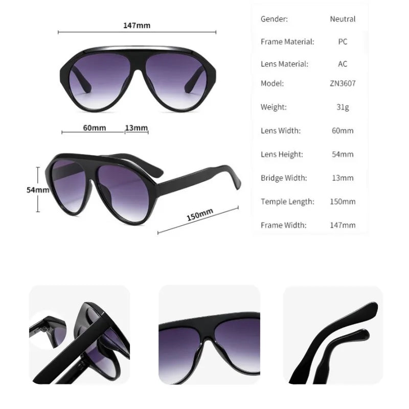 2024 neue Mode Oval Luxus Marke Sonnenbrille Für Frauen Männer Retro Übergroßen Rahmen Sonnenbrille Trendy Shades UV400 Brillen