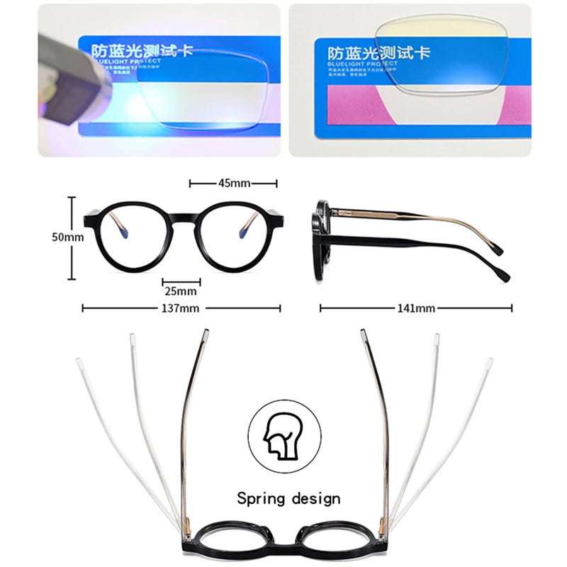 SHAUNA Retro Oval Women Double Color Glasses Frames Optical Men Clear Anti Blue Light TR90 Frame